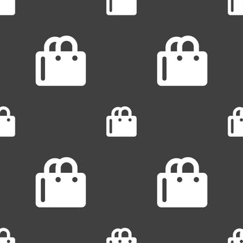 shopping bag icon sign. Seamless pattern on a gray background. illustration