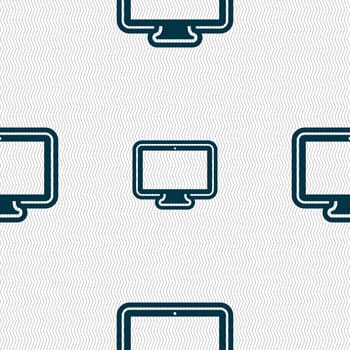 monitor icon sign. Seamless pattern with geometric texture. illustration