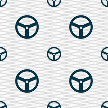 Steering wheel icon sign. Seamless abstract background with geometric shapes. illustration