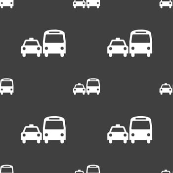 taxi icon sign. Seamless pattern on a gray background. illustration