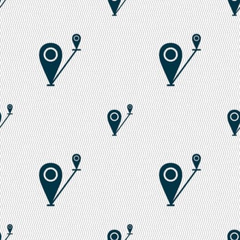 Map pointer icon sign. Seamless abstract background with geometric shapes. illustration