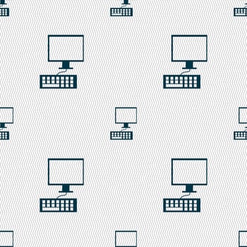 Computer monitor and keyboard Icon. Seamless abstract background with geometric shapes. illustration