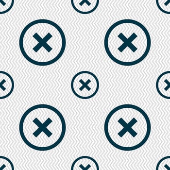 Cancel icon. no sign. Seamless abstract background with geometric shapes. illustration