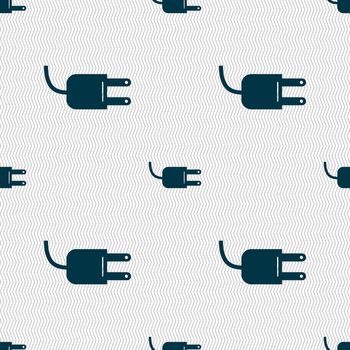 Electric plug sign icon. Power energy symbol. Seamless abstract background with geometric shapes. illustration