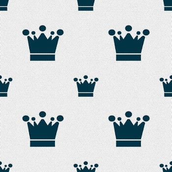 Crown icon sign. Seamless abstract background with geometric shapes. illustration