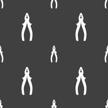 pliers icon sign. Seamless pattern on a gray background. illustration