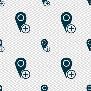 Map pointer icon sign. Seamless abstract background with geometric shapes. illustration