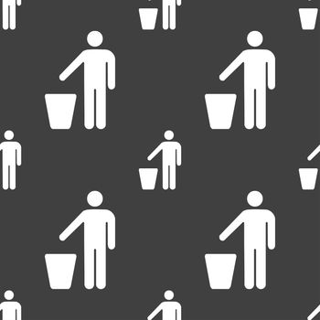 throw away the trash icon sign. Seamless pattern on a gray background. illustration