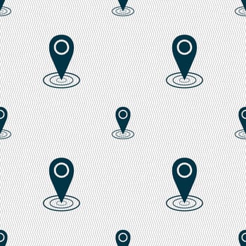 Map pointer icon sign. Seamless abstract background with geometric shapes. illustration