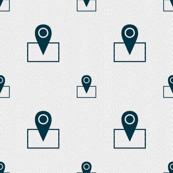 Map pointer icon sign. Seamless abstract background with geometric shapes. illustration