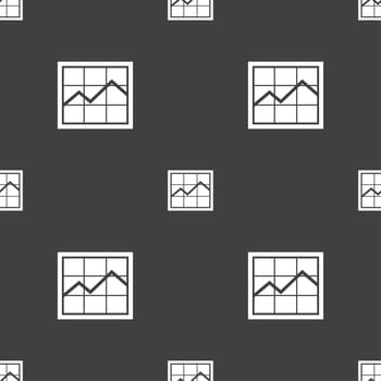 Chart icon sign. Seamless pattern on a gray background. illustration