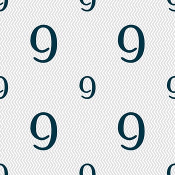 number Nine icon sign. Seamless abstract background with geometric shapes. illustration