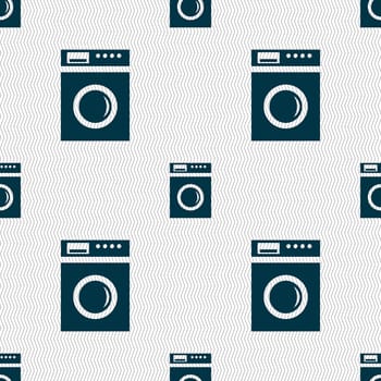 washing machine icon sign. Seamless abstract background with geometric shapes. illustration