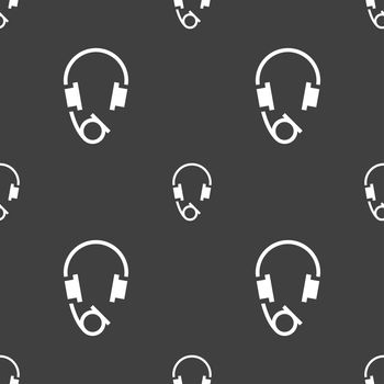 headsets icon sign. Seamless pattern on a gray background. illustration