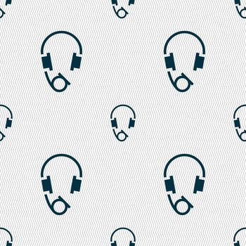 headsets icon sign. Seamless pattern with geometric texture. illustration