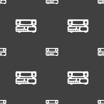 radio, receiver, amplifier icon sign. Seamless pattern on a gray background. illustration