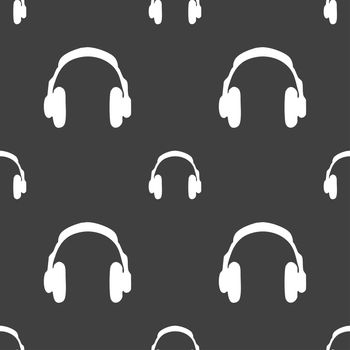 headsets icon sign. Seamless pattern on a gray background. illustration