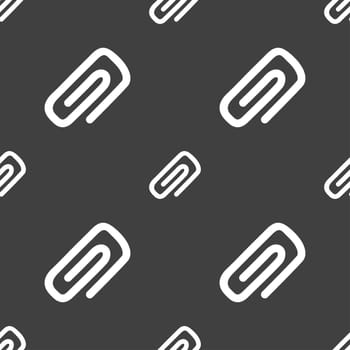 clip to paper icon sign. Seamless pattern on a gray background. illustration