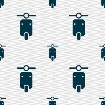 motorcycle icon sign. Seamless pattern with geometric texture. illustration