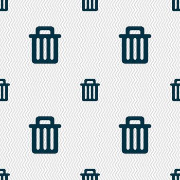 Recycle bin icon sign. Seamless pattern with geometric texture. illustration