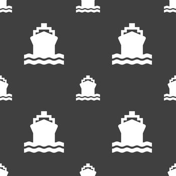 ship icon sign. Seamless pattern on a gray background. illustration