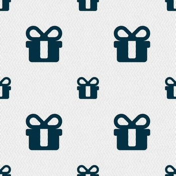 gift icon sign. Seamless pattern with geometric texture. illustration