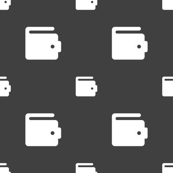 purse icon sign. Seamless pattern on a gray background. illustration