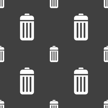 The trash icon sign. Seamless pattern on a gray background. illustration