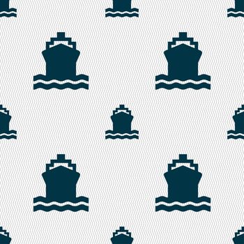 ship icon sign. Seamless pattern with geometric texture. illustration