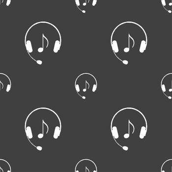 headsets icon sign. Seamless pattern on a gray background. illustration