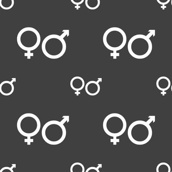 male and female icon sign. Seamless pattern on a gray background. illustration
