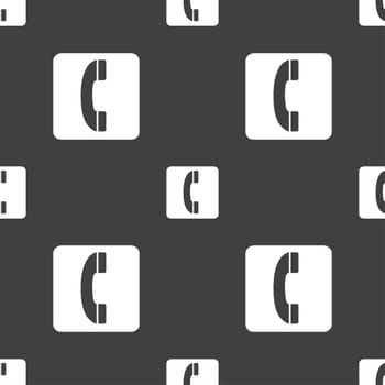 handset icon sign. Seamless pattern on a gray background. illustration