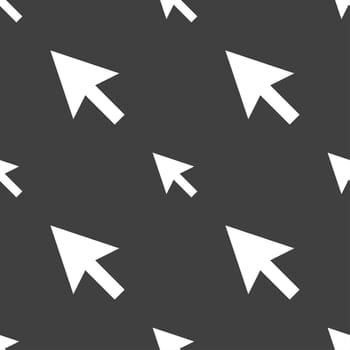 arrow cursor, computer mouse icon sign. Seamless pattern on a gray background. illustration