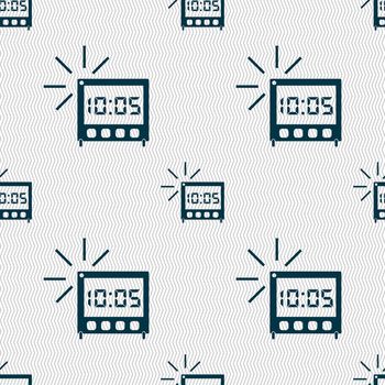 digital Alarm Clock icon sign. Seamless abstract background with geometric shapes. illustration