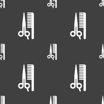 hair icon sign. Seamless pattern on a gray background. illustration