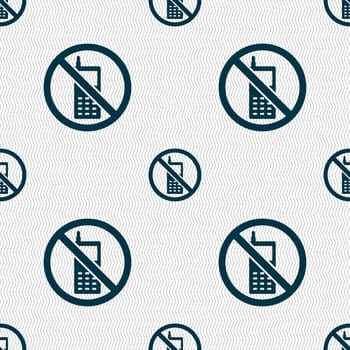 mobile phone is prohibited icon sign. Seamless pattern with geometric texture. illustration