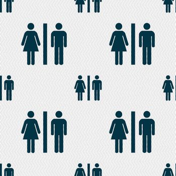 silhouette of a man and a woman icon sign. Seamless pattern with geometric texture. illustration