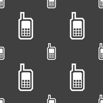 Mobile phone icon sign. Seamless pattern on a gray background. illustration