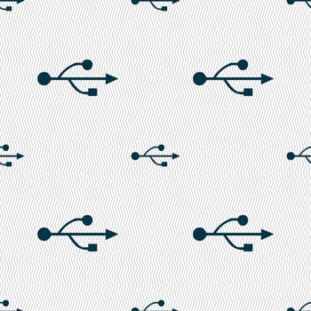 USB icon sign. Seamless pattern with geometric texture. illustration