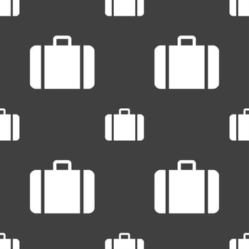 suitcase icon sign. Seamless pattern on a gray background. illustration