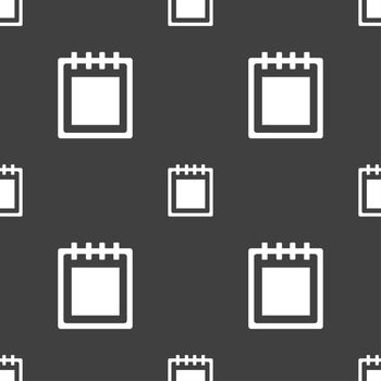 Notepad icon sign. Seamless pattern on a gray background. illustration