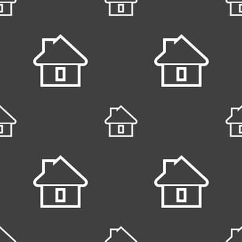 House icon sign. Seamless pattern on a gray background. illustration