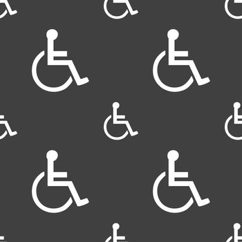 disabled icon sign. Seamless pattern on a gray background. illustration