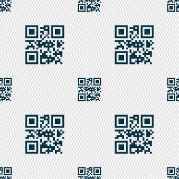 Qr code icon sign. Seamless pattern with geometric texture. illustration