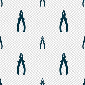 pliers icon sign. Seamless pattern with geometric texture. illustration