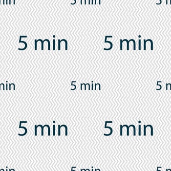 5 minutes sign icon. Seamless abstract background with geometric shapes. illustration