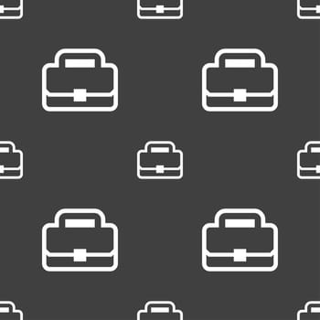 Briefcase icon sign. Seamless pattern on a gray background. illustration