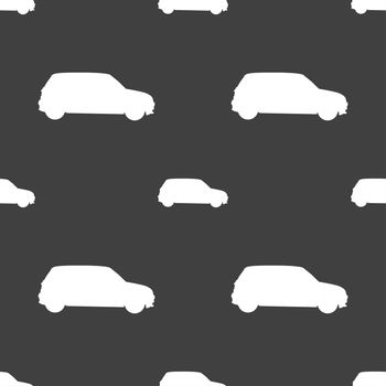 Jeep icon sign. Seamless pattern on a gray background. illustration