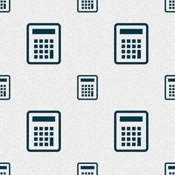 Calculator icon sign. Seamless pattern with geometric texture. illustration