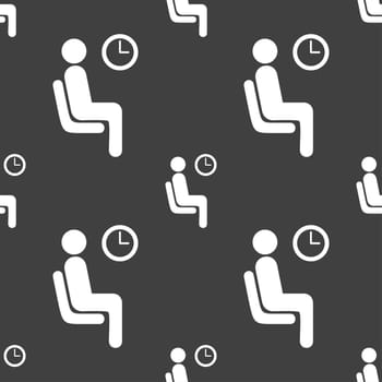 waiting icon sign. Seamless pattern on a gray background. illustration